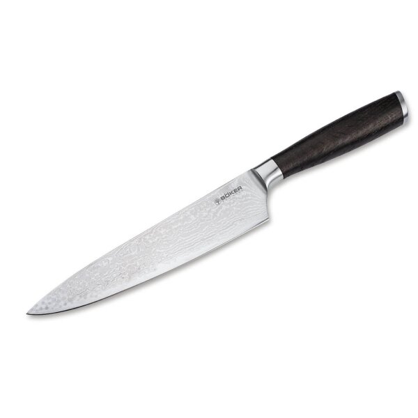 Böker Solingen Meisterklinge Damast Kochmesser mit Räuchereichegriff
