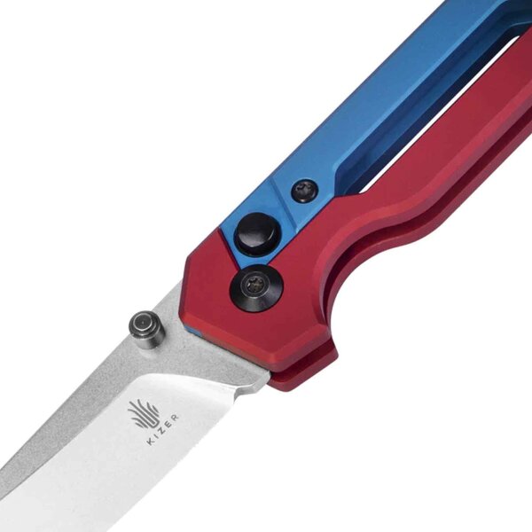 Kizer Hyper Button Lock S35VN Stahl Red-Blue Aluminium Ki3632A1