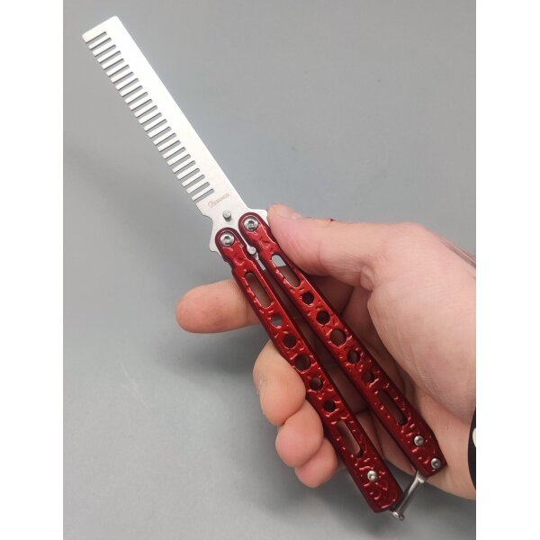 Albainox Kamm im Balisong Butterfly Stil Rot Raindrop