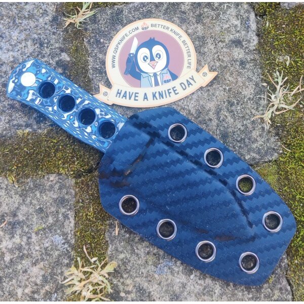 QSP Knife Canary Neck Knife QS141-G Copper Damast Kohlefaser