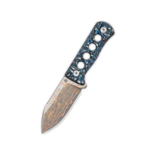 QSP Knife Canary Neck Knife QS141-G Copper Damast Kohlefaser