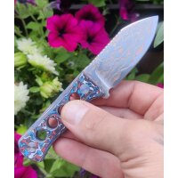QSP Knife Canary Neck Knife QS141-H Copper Damast Kohlefaser