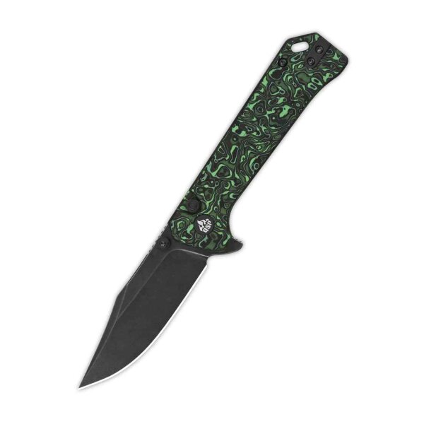 QSP Knife Grebe Button Lock QS147-G2 S35VN Stahl Mossie Green Carbon